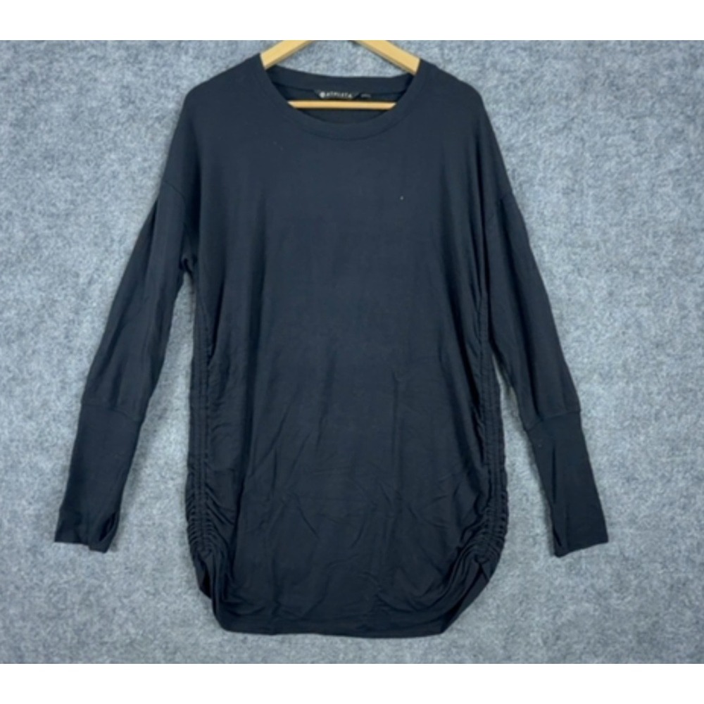 Athleta Knit Top Womens Large Black Slouchy Long Sleeve Thumb Hole Pullover